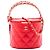 Chanel Red CC gesteppte Lammleder Round Vanity Case mit Griff und Kette Rot