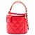 Chanel Red CC gesteppte Lammleder Round Vanity Case mit Griff und Kette Rot - Ansicht 2