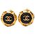 Chanel Gold CC vergoldete Emaille-Clip-Ohrringe Golden