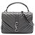 Autre Marque Saint Laurent College Satchel aus Lammleder in Grau, Chevron-Steppung, Medium Braun Anthrazitgrau
