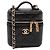 Chanel Mini Vanity Case em couro Caviar preto com pega e estojo de cuidados