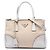 Borsa Galleria Double Zip Prada Beige in tela e pelle City Calf con impunture, Small