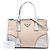Borsa Galleria Double Zip Prada Beige in tela e pelle City Calf con impunture, Small - vista 7