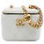 Mini vanity case Chanel White Quilted Caviar CC Sweetheart con cadena Blanco