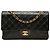 Chanel Black Medium Classic Lambskin Double Flap Negro