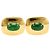 Autre Marque Gemelos de oro amarillo 18K con jade Dorado