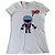 Autre Marque MAX&Co. T-shirt de algodão branco com aplicação de robô Vermelho Azul Multicor
