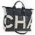 Borsa Tote a Tracolla con Catena CHANEL PVC Canvas 2way Nero Argento CC Auth LN223M