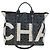Borsa Tote a Tracolla con Catena CHANEL PVC Canvas 2way Nero Argento CC Auth LN223M - vista 2