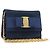 Borsa a tracolla Salvatore Ferragamo Vala Chain in camoscio blu navy e oro Auth 207538