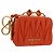 Miu Miu Sword Wallet Matelassé mit Leder-Charm Orange Goldfarben Auth 167697M
