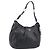 Bolsa de Ombro PRADA em Couro Preta Prata BR4519 Auth am12738V Preto