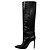 Paris Texas Black Embossed Leather High Heeled Tall Boots - view 3
