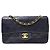 Chanel Vintage Classic Double Flap Quilted Lambskin Medium Bleu Marine