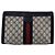 Gucci Vintage Blue Monogram Medium Ophidia Cosmetic Bag Clutch Blau