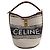 Céline Borsa a tracolla Teen Bucket 16 in tela jacquard e pelle Beige