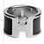 Ring Anillo Hermès "H" en plata y piel negra Negro Multicolor