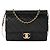 Timeless Chanel gesteppte Ziegenleder-Klapptasche mit Perlenkette Schwarz