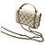 Borsa a patta porta-cellulare Chanel in pelle d'agnello matelassé beige e marrone con catena e hardware light gold, 2023 - vista 6