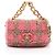 Bolsa de Ombro 2 Vias Chanel Coco Mark Turnlock Check Marrom Rosa Multicor