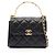 Timeless Chanel Matelassé Schultertasche aus schwarzem Lammleder