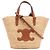 Céline Celine Beige Teen Supple Raffia Cuir Triomphe Classic Panier Tote
