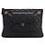 Bolsa Chanel preta em pele de cordeiro acolchoada CC com mini bolsa de aba Preto