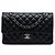 Chanel Black Medium Classic Lambskin Double Flap Negro