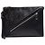 Clutch Fendi Black Zucca Shadow in pelle di vitello con zip diagonale frontale Nero