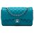 Chanel Blue Medium Classic Iridescent Caviar Double Flap Blau Türkis