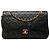 Chanel Black Medium Classic Lambskin Double Flap Negro