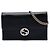 Portafoglio con catena Gucci in pelle di vitello Dollar nera con G intrecciate Nero