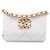 Chanel White Quilted Lambskin 19 Flap Coin Purse With Chain