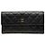 Chanel Black CC Quilted Caviar Long Wallet mit Klappe Schwarz