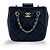 Clutch cuadrada Chanel CC con cadena de piel de cordero acolchada Mini Negro