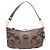 Coach Demi Monogram Schultertasche aus braunem Canvas Rot