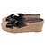 Sandales compensées Stuart Weitzman Carmen en cuir verni noir - vue 4