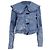Ganni Bleach Denimjacke mit Rüschenkragen aus blauer Baumwolle