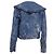 Ganni Bleach Denimjacke mit Rüschenkragen aus blauer Baumwolle - Ansicht 4