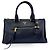 Bolsa Satchel Conversível Prada Vitello Phenix Medium com Zíper Frontal Azul marinho