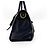 Bolsa Satchel Conversível Prada Vitello Phenix Medium com Zíper Frontal Azul marinho - vista 3