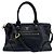 Borsa Satchel Convertibile Prada Vitello Phenix Medium con Cerniera Anteriore Nero