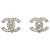 Pendientes Chanel CC Clip-On de metal con cristales y perlas artificiales Plata
