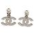 Pendientes Chanel CC Clip-On de metal con cristales y perlas artificiales Plata - vista 2