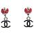 Chanel Ladybug Stecker-Ohrringe in Rot und Gunmetal Metallisch