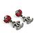 Chanel Ladybug Stecker-Ohrringe in Rot und Gunmetal Metallisch - Ansicht 2