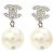 Boucles d'oreilles puces Chanel 36138 Argent et Blanc Argenté