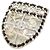 Broche Chanel AB4702 de couro preto branco e dourado