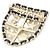Broche Chanel AB4702 de couro preto branco e dourado - vista 2