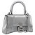 Balenciaga Hour Glass Hand Bag Leather 2way Silver 592833 Auth LN068A Silvery